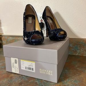 Badgley Mischka Heels blue and silver sequin